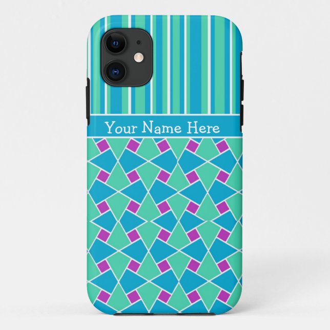 Blue Islamic Pattern and Stripes iPhone 5/5s Case (Back)