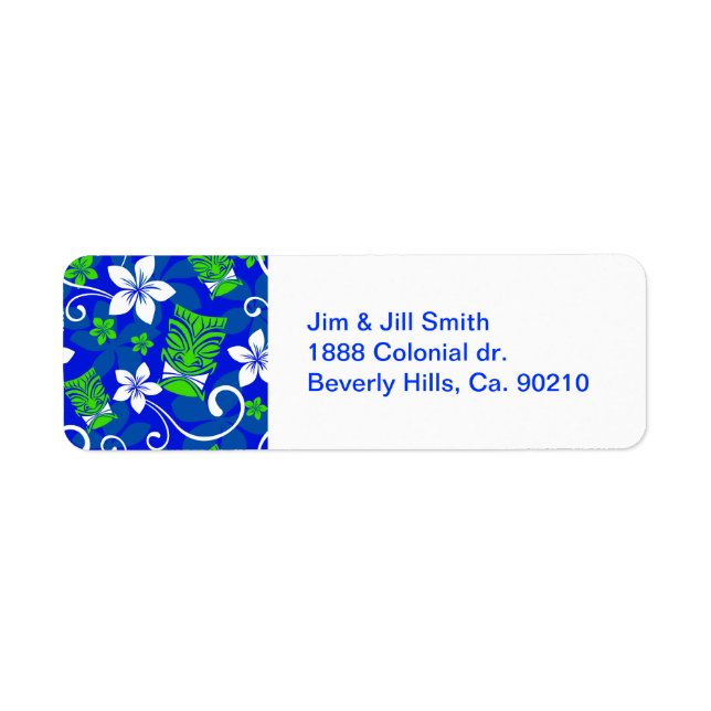 Blue Island Floral Tiki Masks Label (Front)