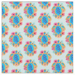 Blue Island Tropical Sea Turtles Floral Fabric