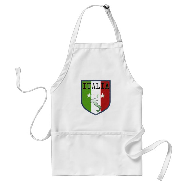 Blue Italia Flag Crest Cooking Apron (Front)