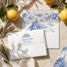 Blue Italian Coastal Toile Wedding