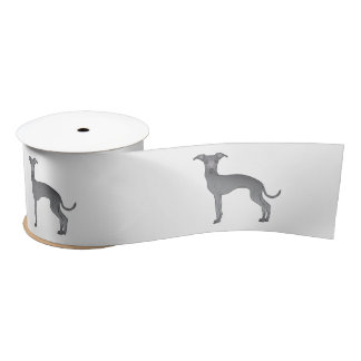 Blue Italian Greyhound Cartoon Dog Illustrations Satin Ribbon