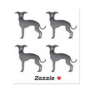 Blue Italian Greyhound Cartoon Dog Illustrations Sticker