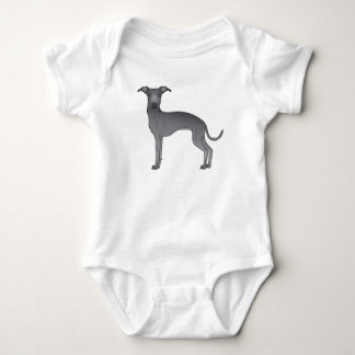 Blue Italian Greyhound Cute Cartoon Dog Design Baby Bodysuit