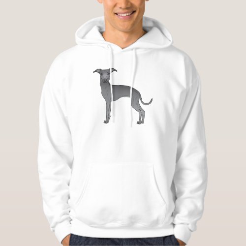 Blue Italian Greyhound Cute Cartoon Dog Design Hoodie
