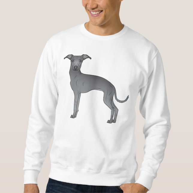 Blue Italian Greyhound Cute Cartoon Dog Design Sweatshirt (Front)