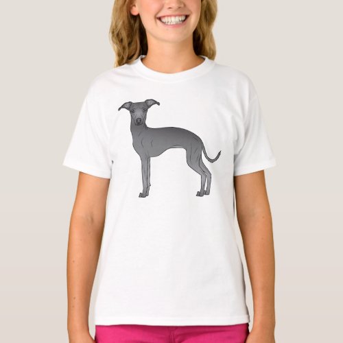 Blue Italian Greyhound Cute Cartoon Dog Design T_Shirt
