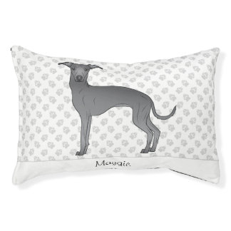 Blue Italian Greyhound Cute Cartoon Dog With Name Pet Bed