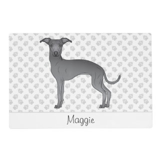 Blue Italian Greyhound Cute Cartoon Dog With Name Placemat