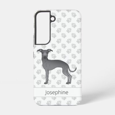 Blue Italian Greyhound Cute Cartoon Dog With Name Samsung Galaxy S22 Case