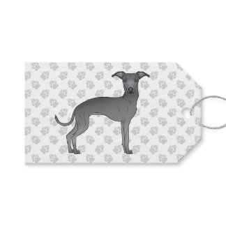 Blue Italian Greyhound Cute Cartoon Dog With Paws Gift Tags