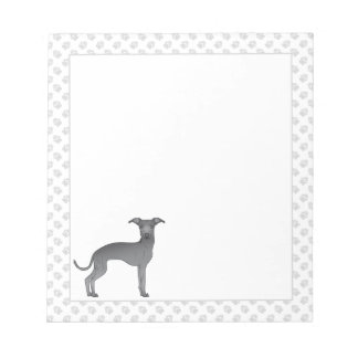 Blue Italian Greyhound Cute Cartoon Dog With Paws Notepad