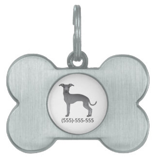 Blue Italian Greyhound Cute  Dog And Phone Number Pet ID Tag