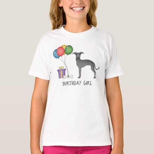 Blue Italian Greyhound Cute Dog _ Birthday Girl T_Shirt