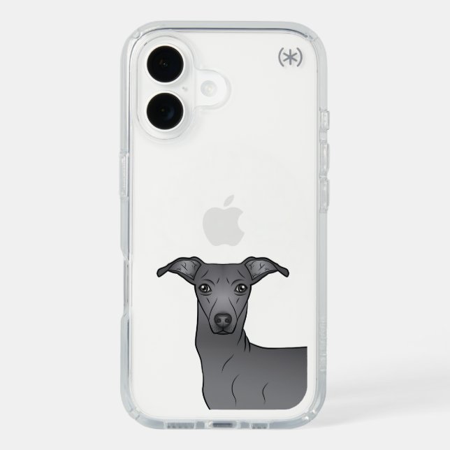 Blue Italian Greyhound Cute Dog Head Illustration Speck iPhone Case (Front)
