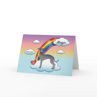 Blue Italian Greyhound Cute Dog Rainbow Memorial Card