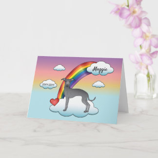 Blue Italian Greyhound Cute Dog Rainbow Memorial Card