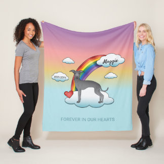 Blue Italian Greyhound Cute Dog Rainbow Memorial Fleece Blanket