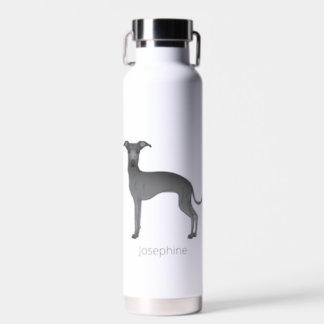 Blue Italian Greyhound Cute Dog With Custom Name Water Bottle