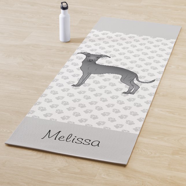 Blue Italian Greyhound Cute Dog With Custom Name Yoga Mat (In Situ)