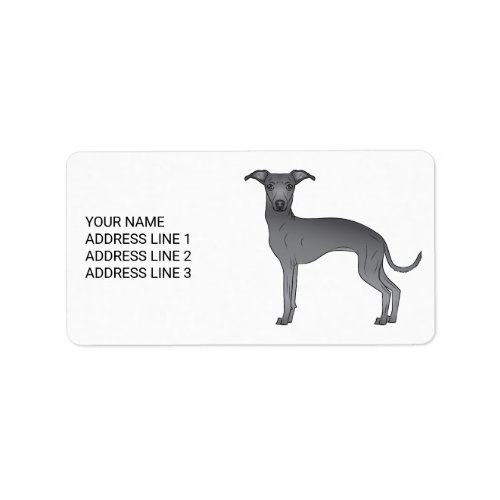 Blue Italian Greyhound Cute Dog With Custom Text Label
