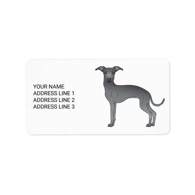 Blue Italian Greyhound Cute Dog With Custom Text Label (Front)