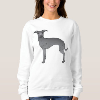 Blue Italian Greyhound Dog Cartoon Illustration Sweatshirt