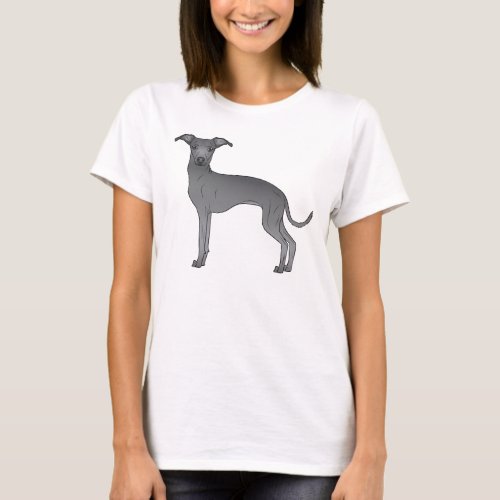 Blue Italian Greyhound Dog Cartoon Illustration T_Shirt