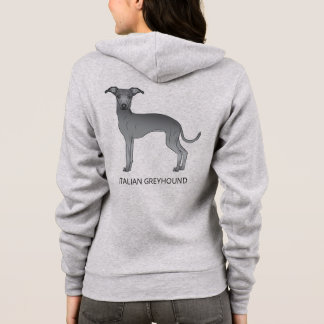 Blue Italian Greyhound Dog With Custom Text Hoodie