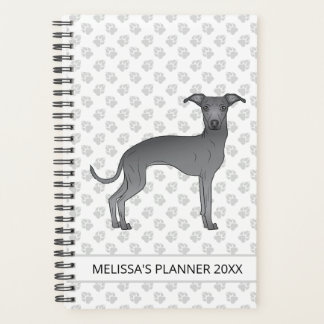 Blue Italian Greyhound Dog With Custom Text Planner