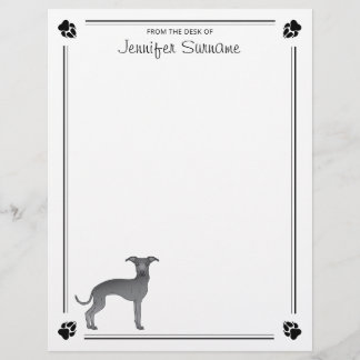 Blue Italian Greyhound With Paws And Custom Text Letterhead