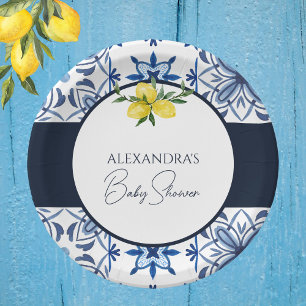 Blue Italian Lemon Baby Shower  Paper Plates