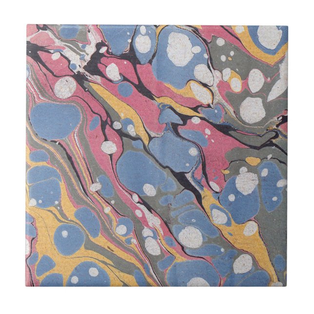 Blue Italian Marble Pattern Ceramic Tile (Front)