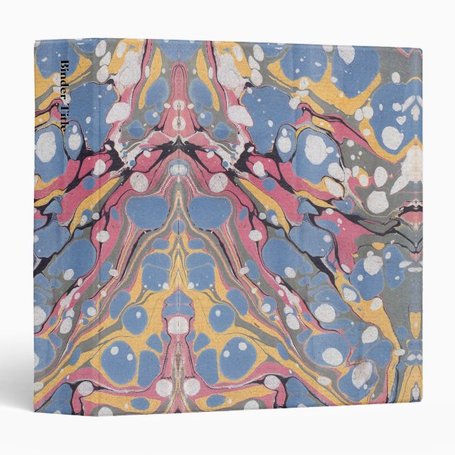 Blue Italian Marbled Paper 3 Ring Binder (Front/Spine)