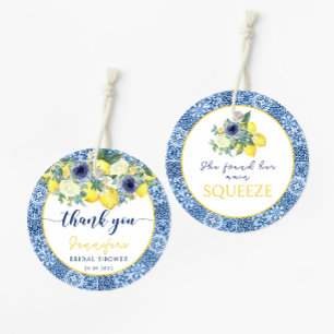 Blue Italian Mediterranean bridal shower thank you Favor Tags