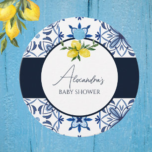 Blue Italian Yellow Lemon Baby Shower Thank You Favor Tags