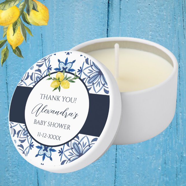 Blue Italian Yellow Lemon Baby Shower Thank You Mini Candle Favors (Creator Uploaded)