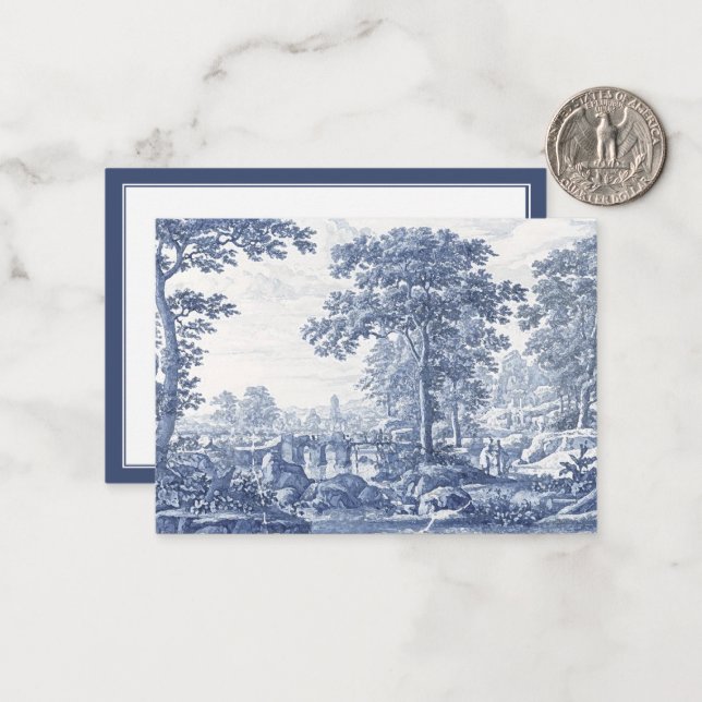 Blue Italianate Landscape 1600s  Note Card (Front/Back In Situ)