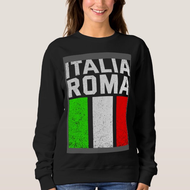 Blue Italy Flag Italian Girl Italia Rome Sweatshirt (Front)