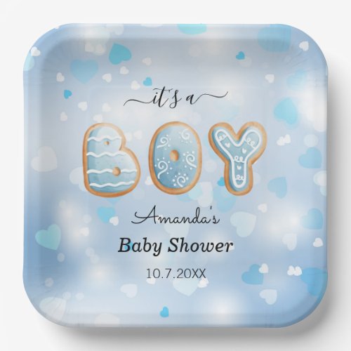 Blue its a Boy Baby Shower Paper Plate