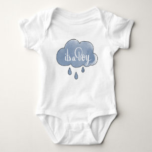 Blue Its a Boy Calligraphy It’s a Boy Art Gender Baby Bodysuit