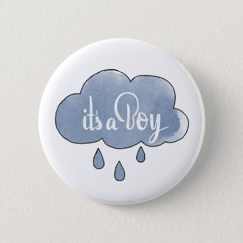 Blue Its a Boy Calligraphy Its a Boy Art Gender Button