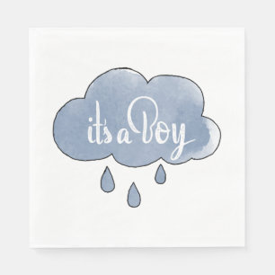 Blue Its a Boy Calligraphy It’s a Boy Art Gender Napkins