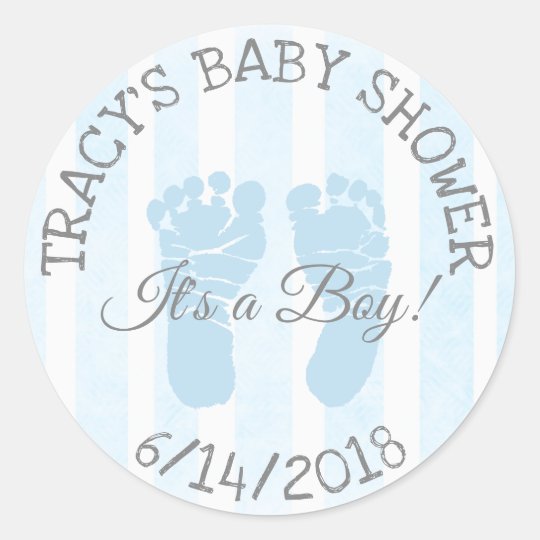 Blue Its A Boy Footprints Baby Shower Stickers Zazzle Com