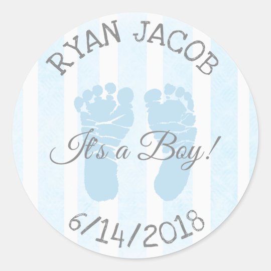 Blue Its A Boy Footprints Baby Shower Stickers 