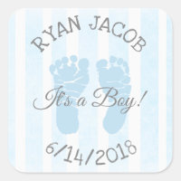 Blue Its a Boy Footprints Baby Shower Stickers