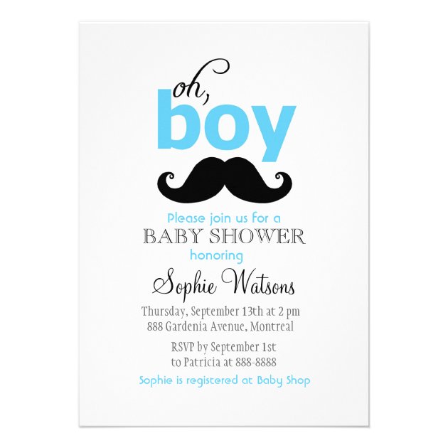 mustache baby shower invitations