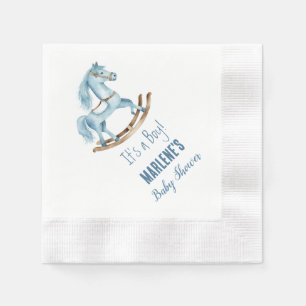 Blue It's A Boy Rocking Horse Baby Shower Napkins