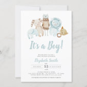Blue It's a Boy Vintage Toys Rustic Baby Shower Invitation (Front)