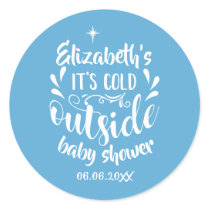 Blue Its Cold Outside Baby Shower/Sprinkle Classic Round Sticker